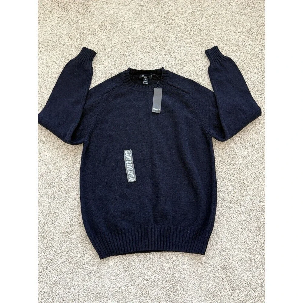 Blumarine Uomo Sweater Mens L Navy Blue Wool Blend Knit‎ Crewneck Made in Italy